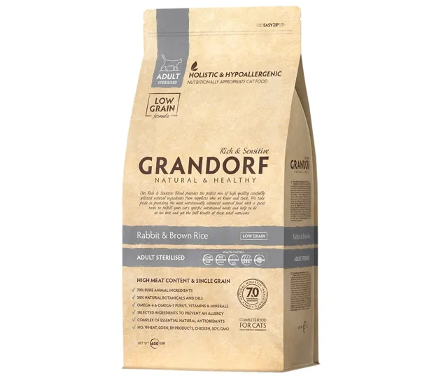 Grandorf Adult Cat Sterilized Rabbit & Brown Rice Hypoallergenic